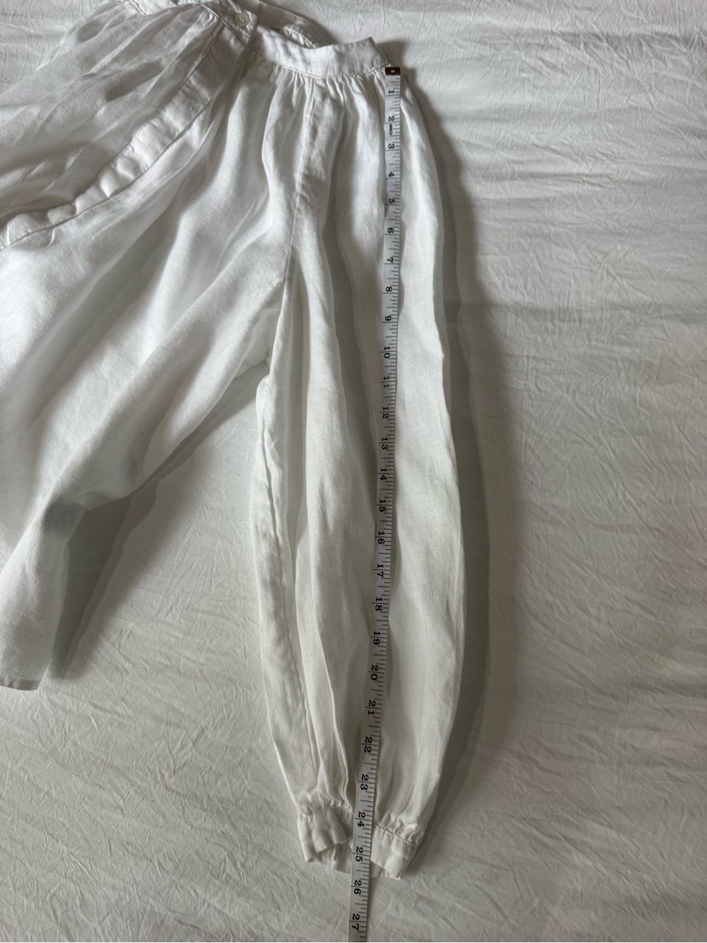 White 100% Linen Peasant Blouse Balloon Sleeve Petite Banana Republic - Picture 12 of 12